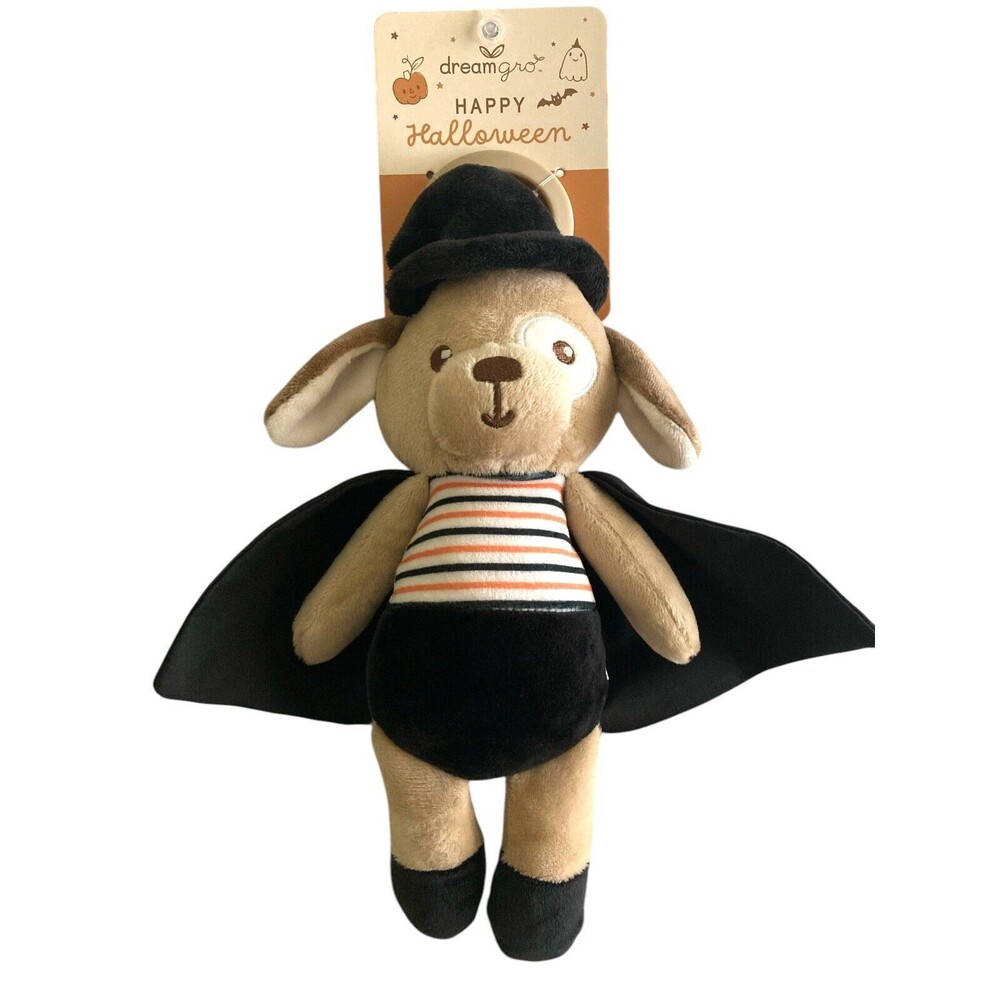 Dream Gro Baby Stroller Clip Halloween Puppy Dog Plush Stuffed Animal with Cape